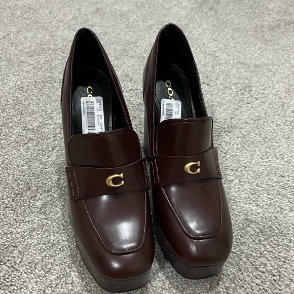 COACH llyse Leather Platform Block Heel Loafer Pumps - Picture 6 of 6